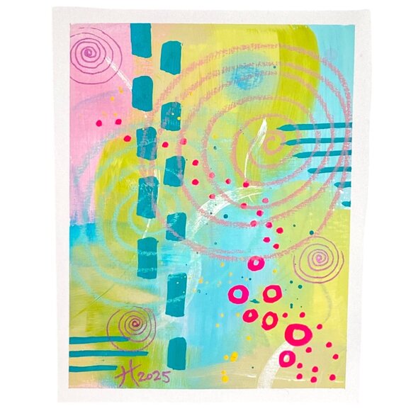 Spiral Sense Original Acrylic Painting 5x7in Frame Ready Wall or Desktop Art - Picture 1 of 4